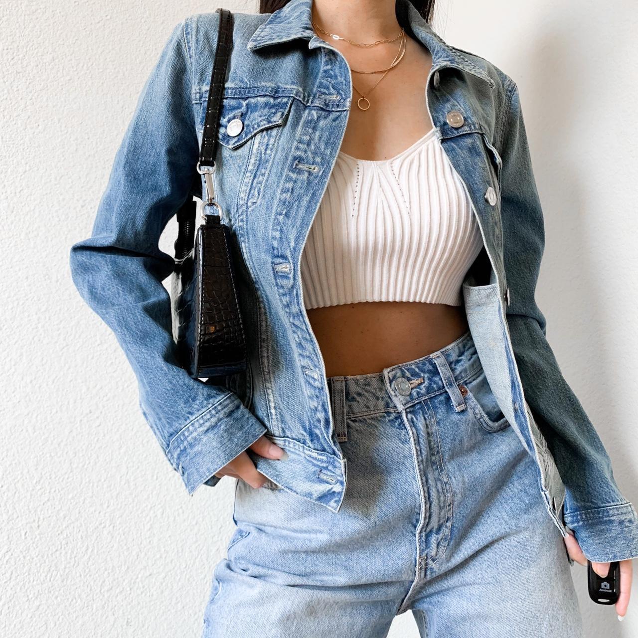 J crew cropped hot sale denim jacket