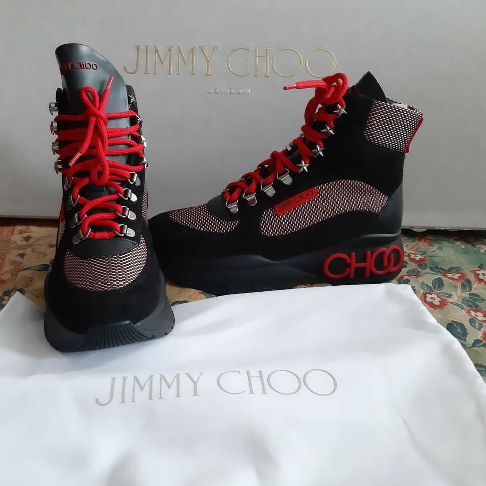 Jimmy choo black and discount red inca boots women