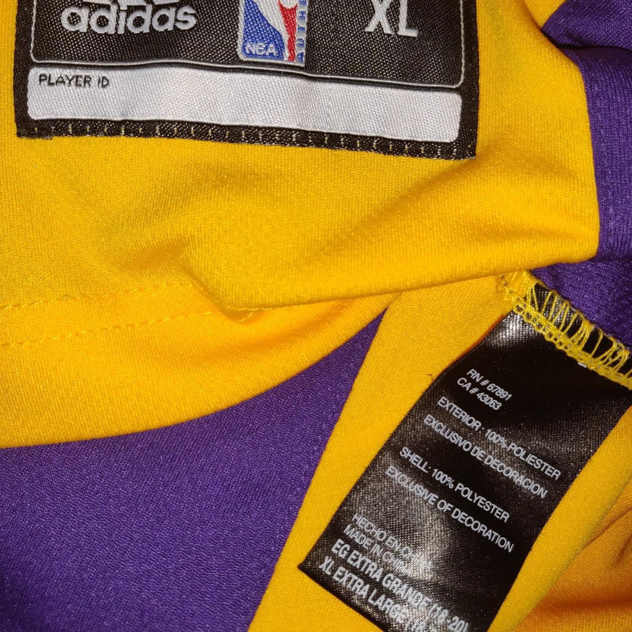 Repop Vintage purple and yellow Lakers jersey shorts - Depop