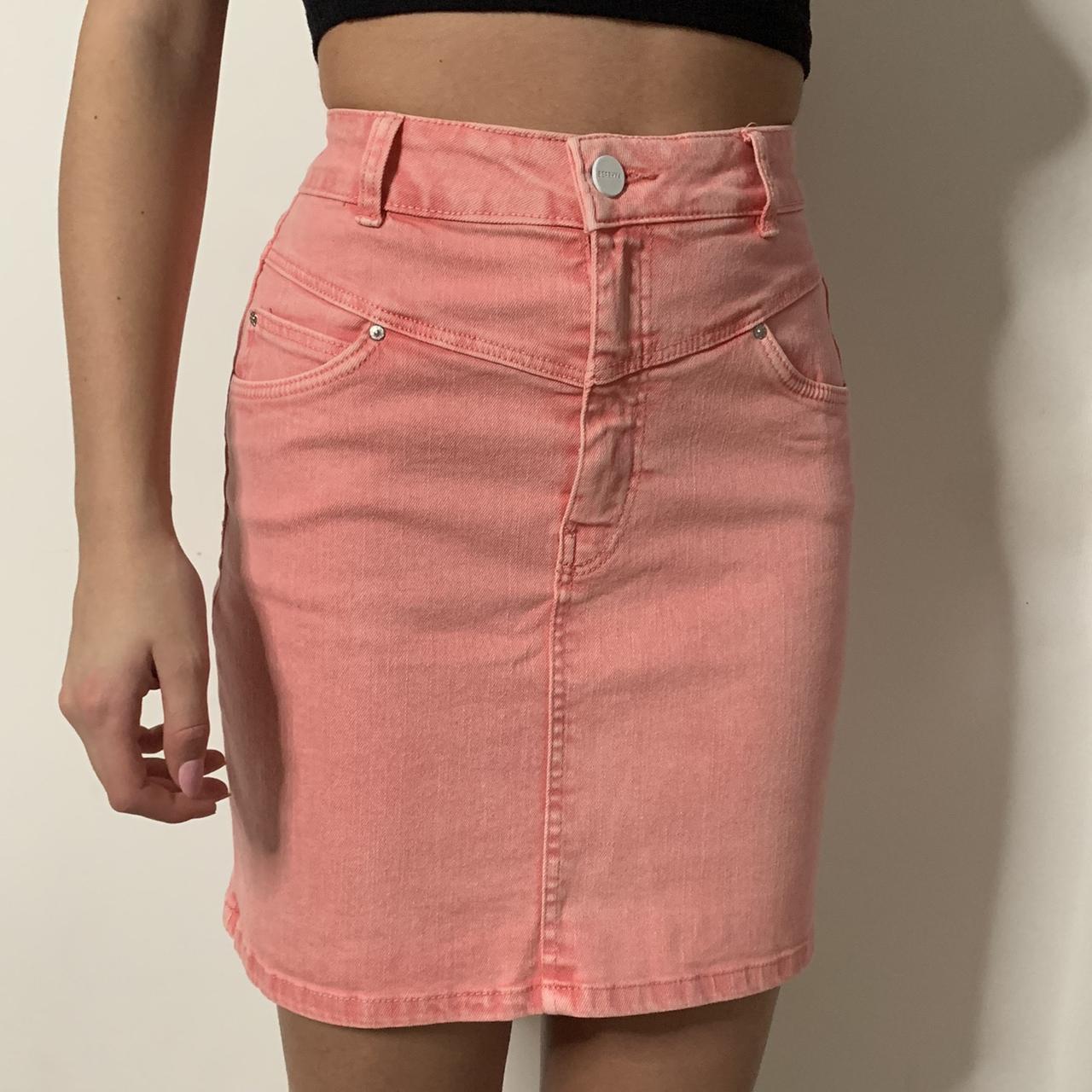 Pink denim skirt bershka hotsell