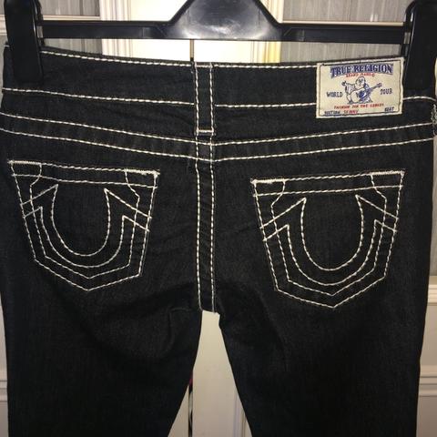 black true religion jeans white stitching