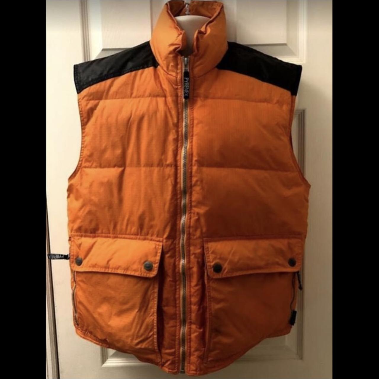 mens burnt orange puffer vest