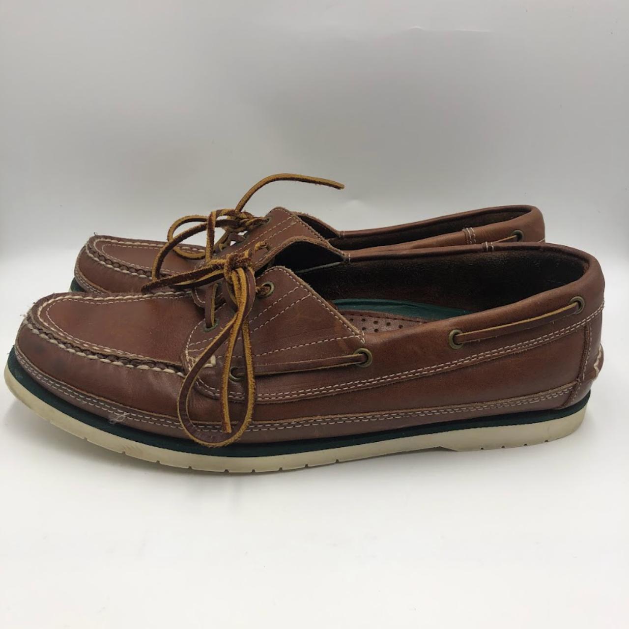 Bass Men's Brown Leather Lace Up Loafers Boat Shoes... - Depop