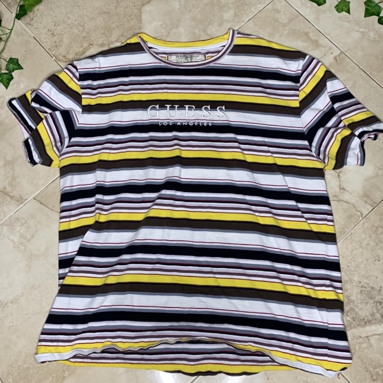 Guess yellow cheap striped shirt