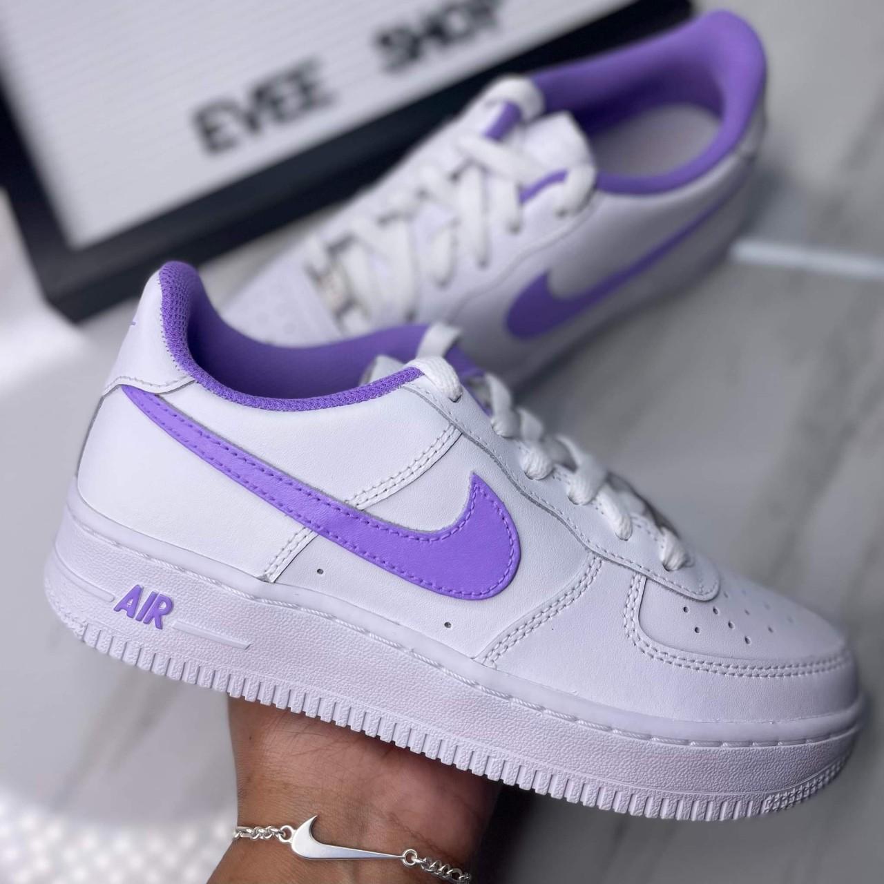 the customized purple air force sneakers