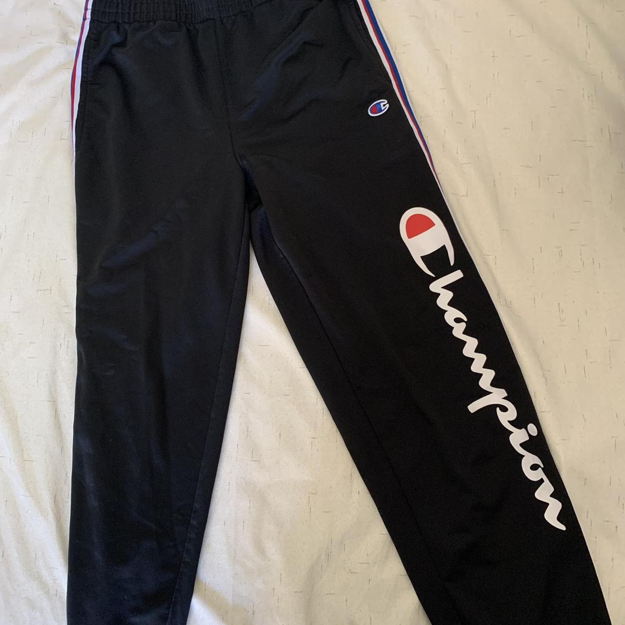champion pants track pants Black champion track... Depop