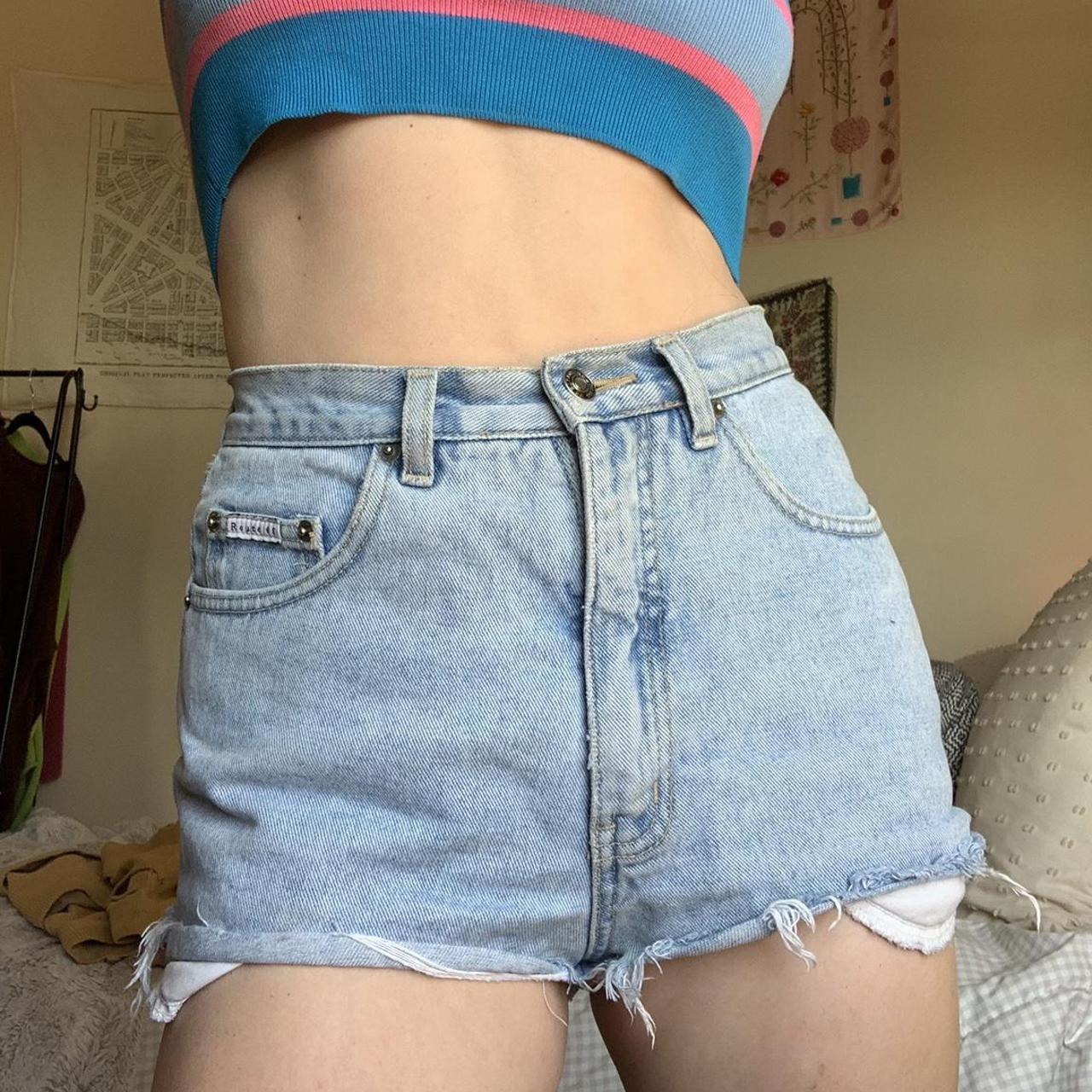 high waisted cheeky route 66 jean shorts! women’s... - Depop