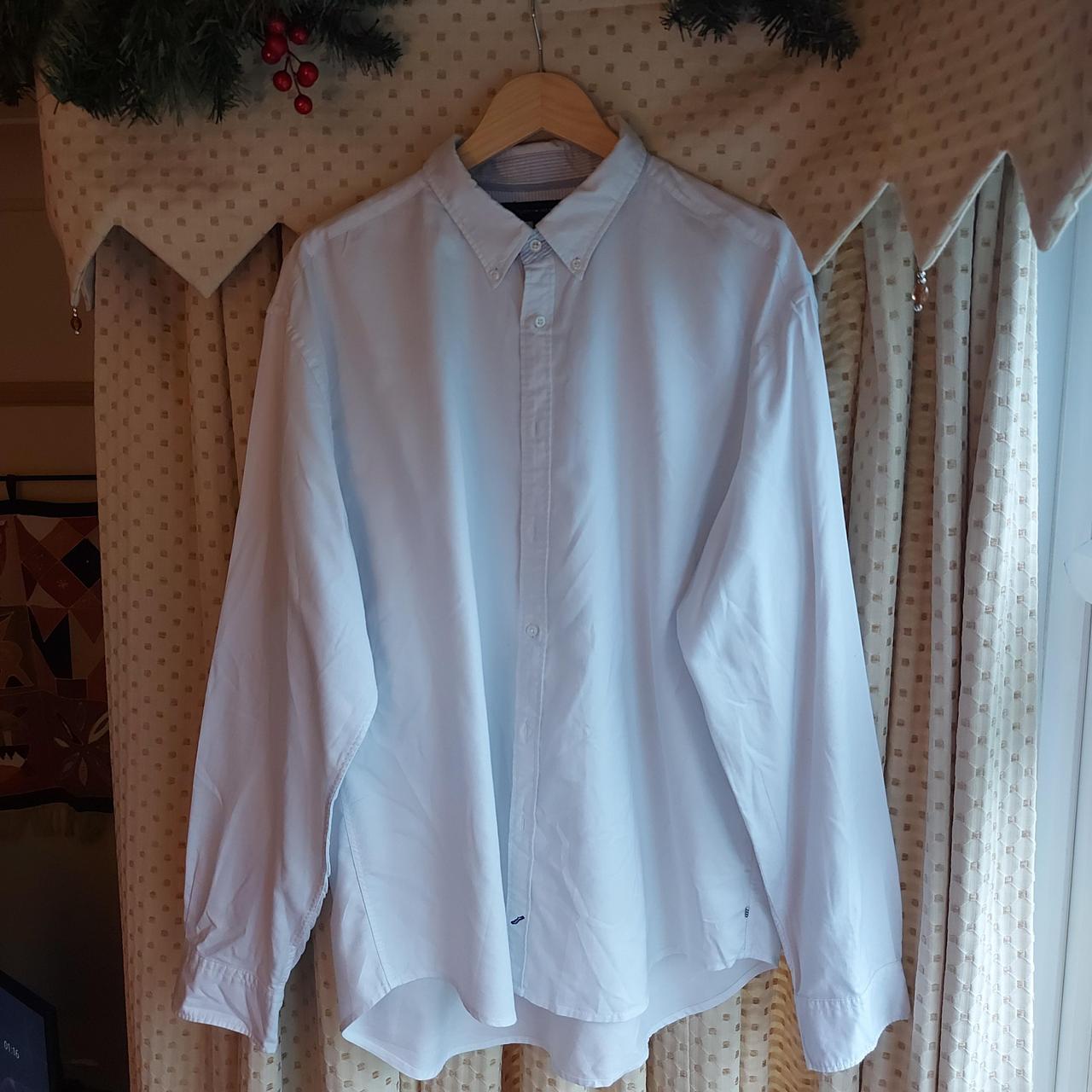 Tommy hilfiger white button up shirt 100%... - Depop