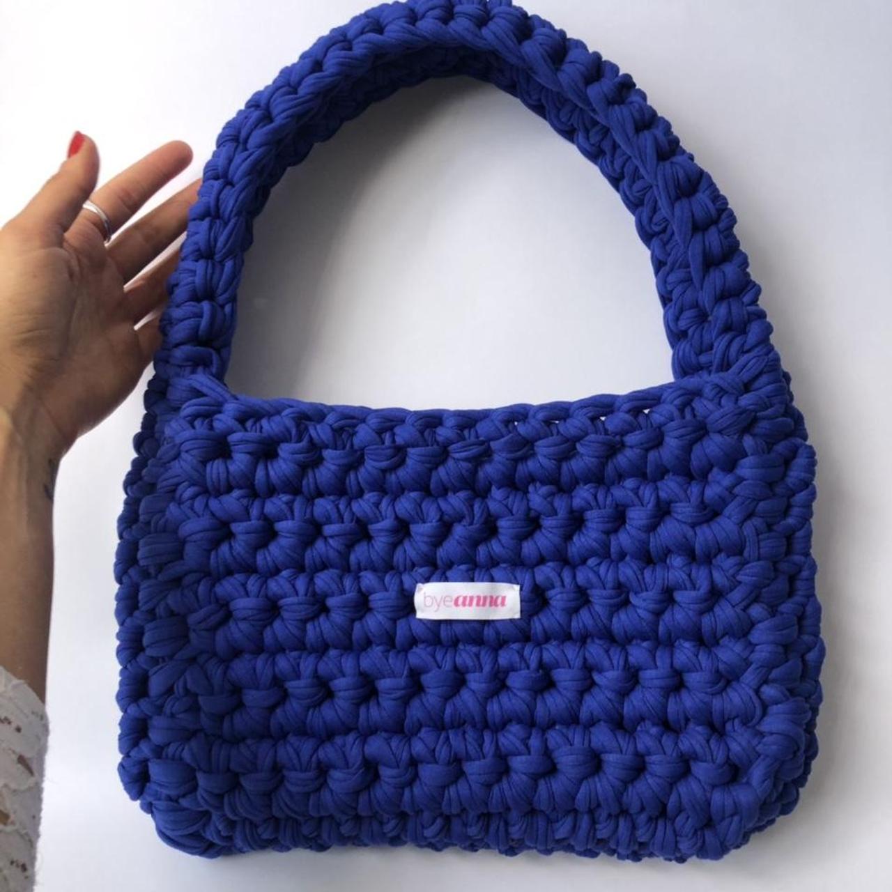 Royal / cobalt blue crochet chunky handmade shoulder... - Depop