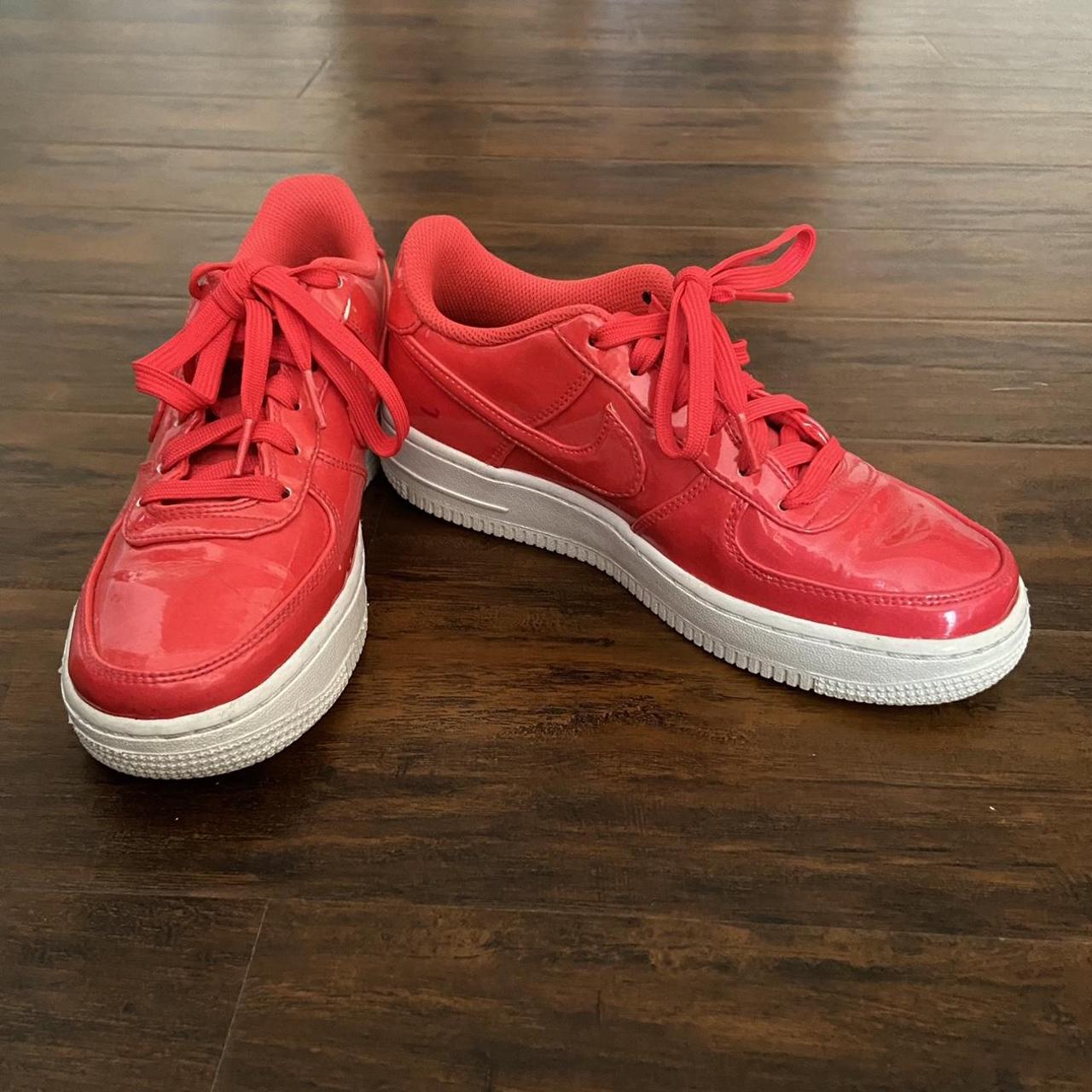 Glossy Red Nike Air Forces, Size US Women’s 7.5,... - Depop