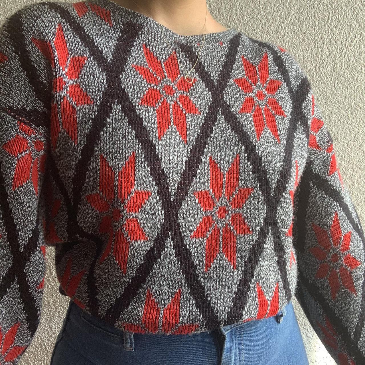 Women's Grey and Red Jumper