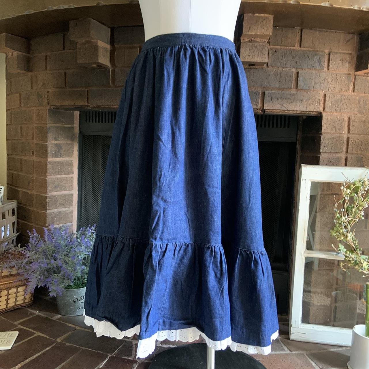 Vintage 70s western prairie cottage denim ruffle... - Depop