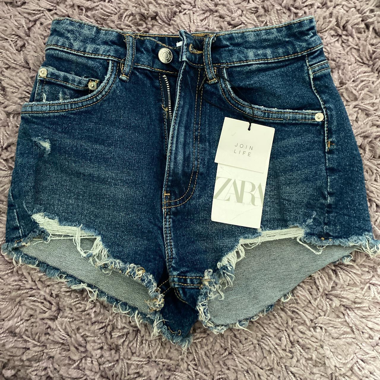 zara high waisted denim shorts