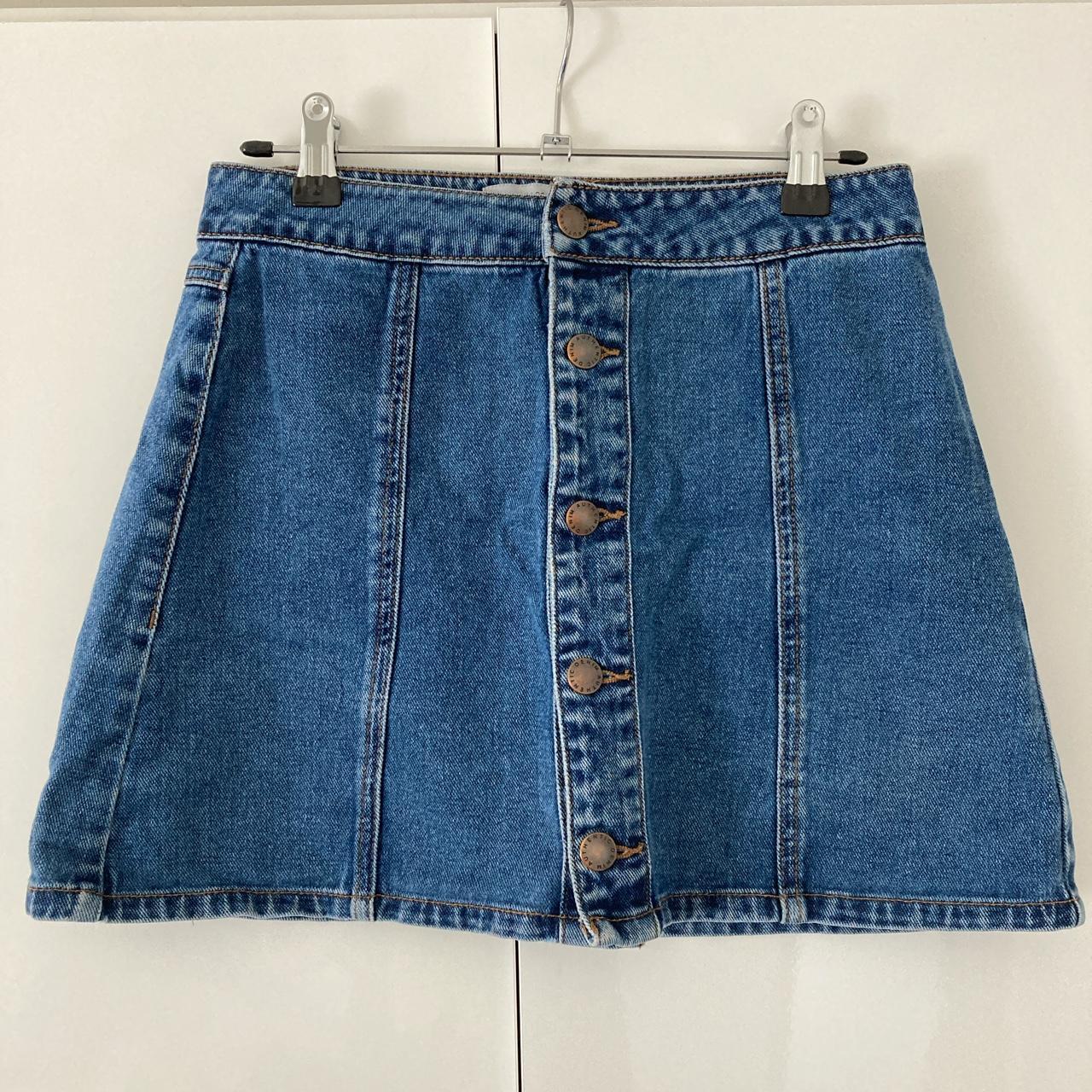 New Look blue denim mini skirt Button up style... - Depop