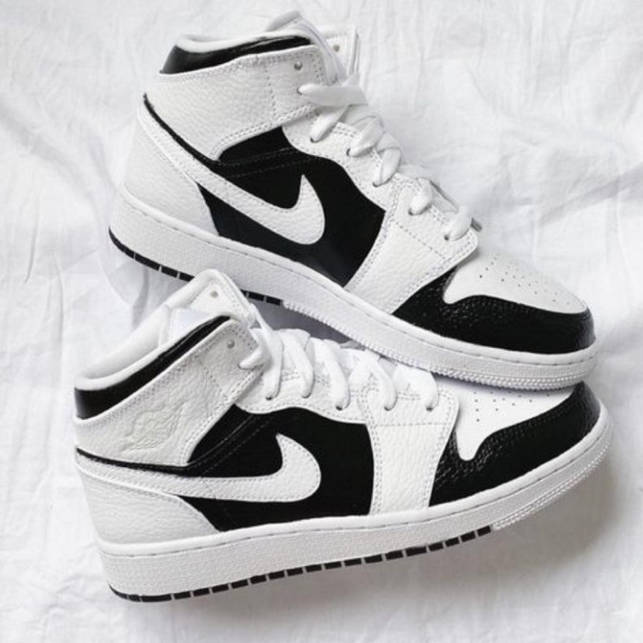 black and white jordan 1 mids all sizes available... Depop