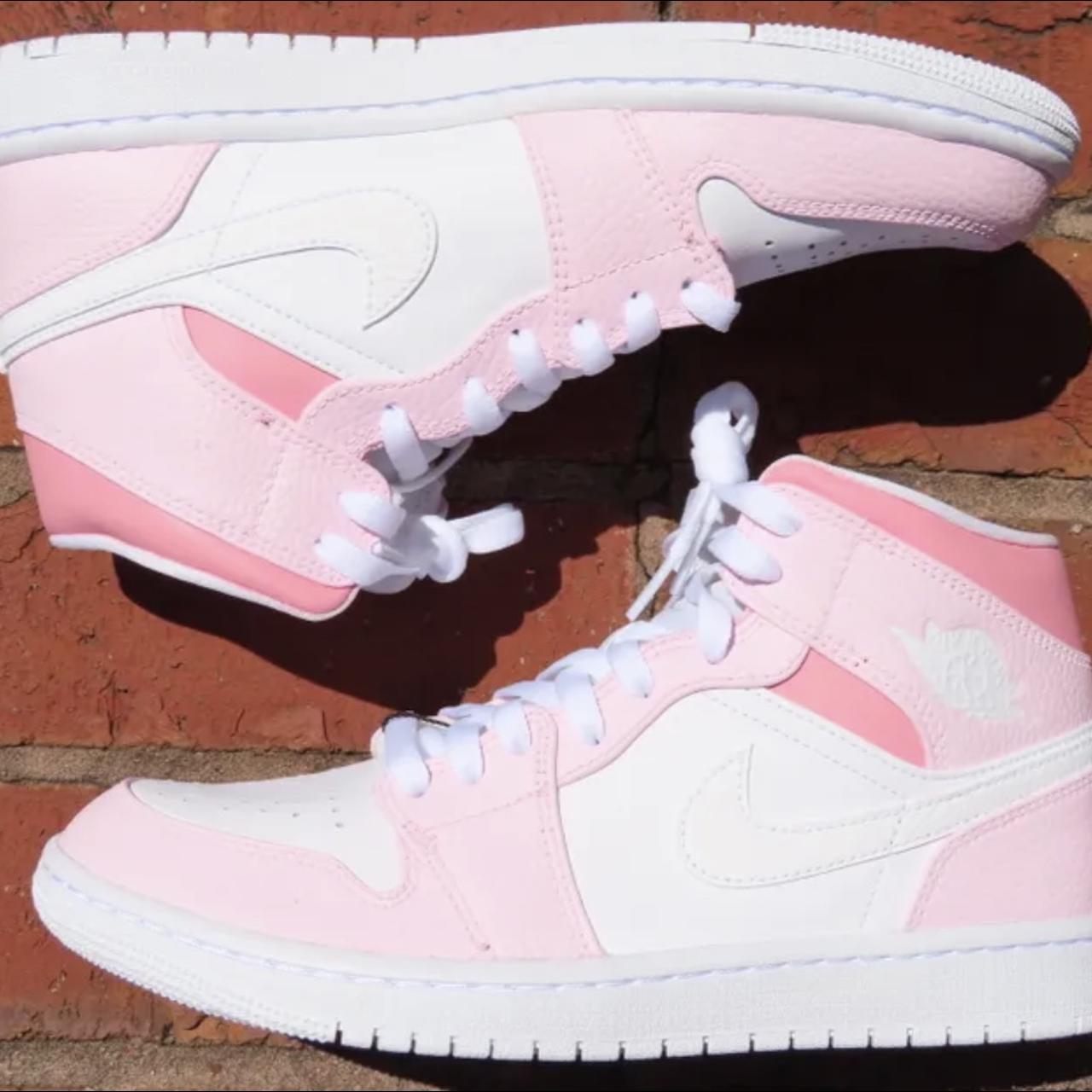 pink jordan 1 mid all sizes available £175-£200... - Depop