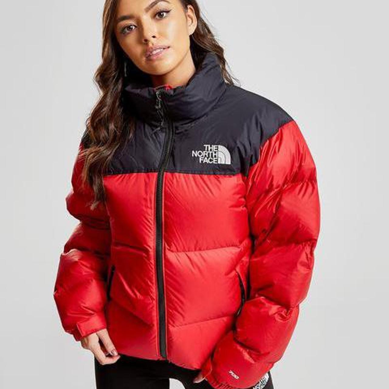 red and black the north face puffer jacket 700 (TNF)... - Depop