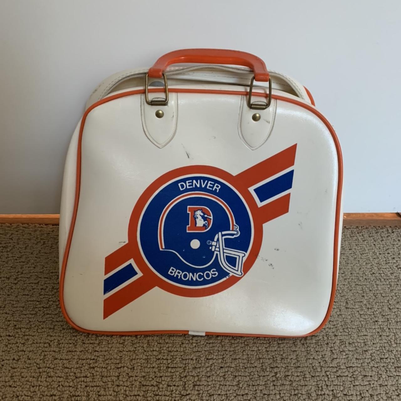 Vintage Denver Broncos leather tote/bowling ball - Depop