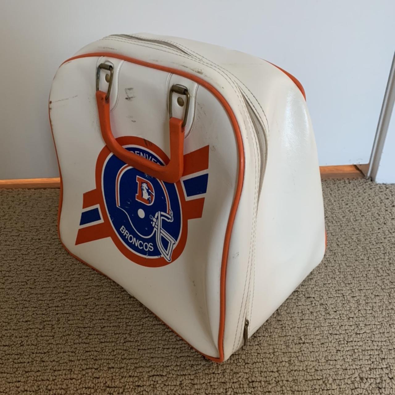 Vintage Denver Broncos leather tote/bowling ball - Depop