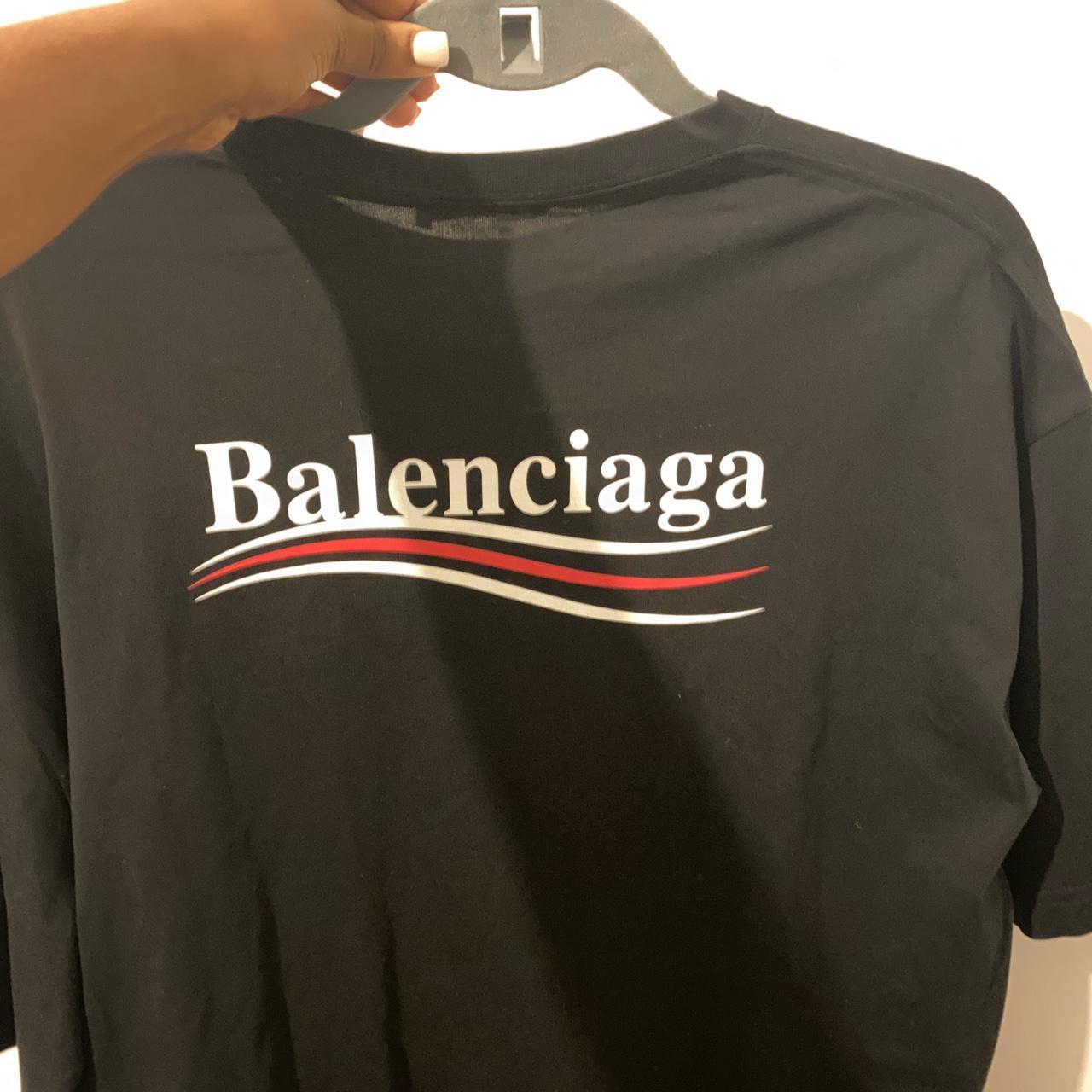 Balenciaga Logo print cotton womens t-shirt. Men can... - Depop