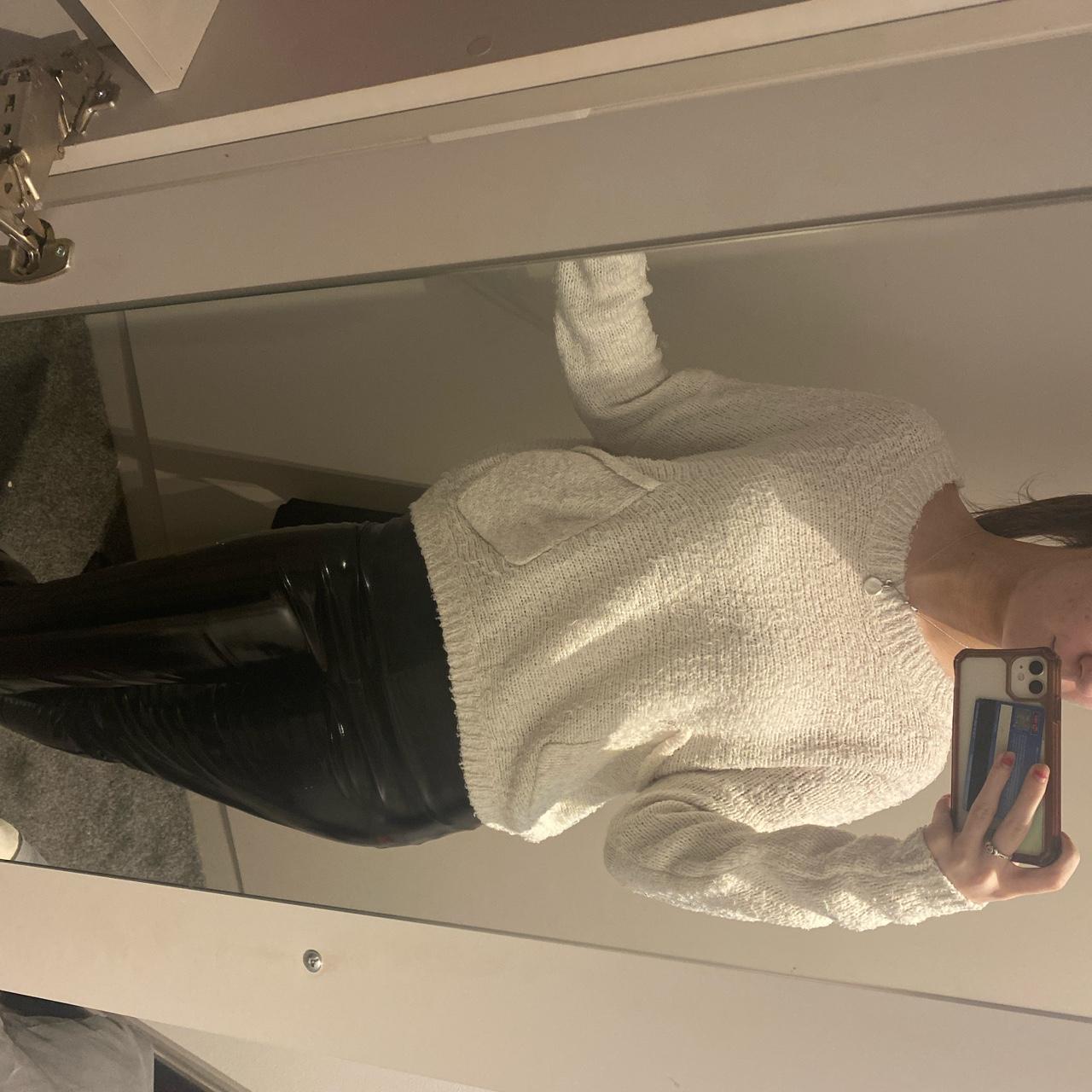 White jumper with pocket detailing on front. Ideal... - Depop