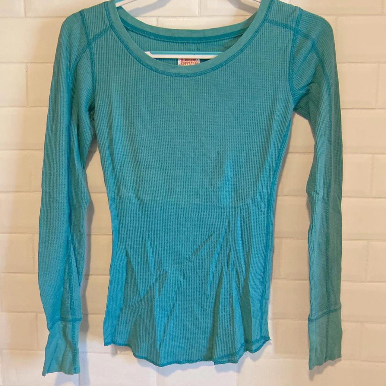 Mossimo Supply Co green waffle knit thermal great... - Depop