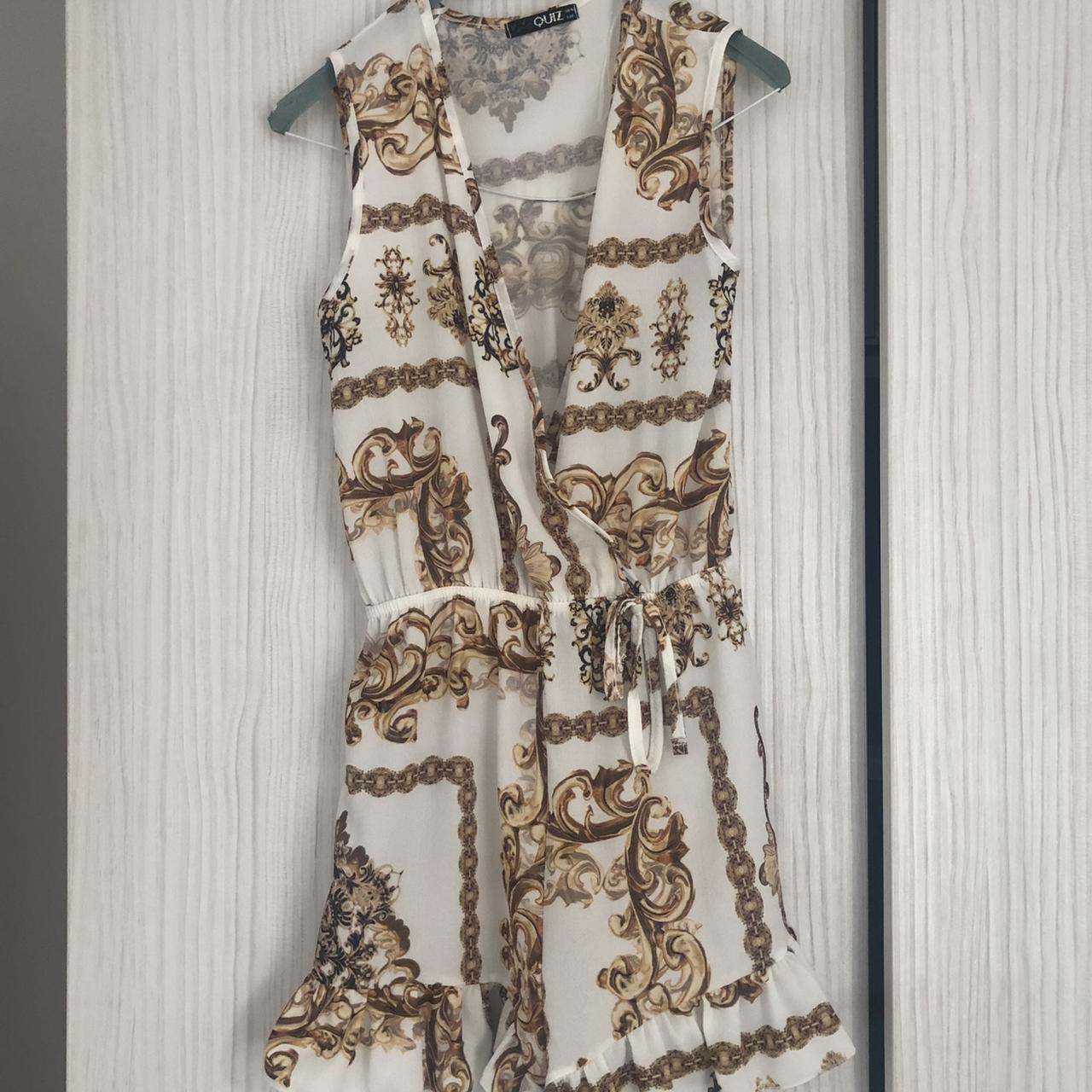 Depop Quiz Towie Jumpsuit Quiz TOWIE Cream Green And Pink Tropical