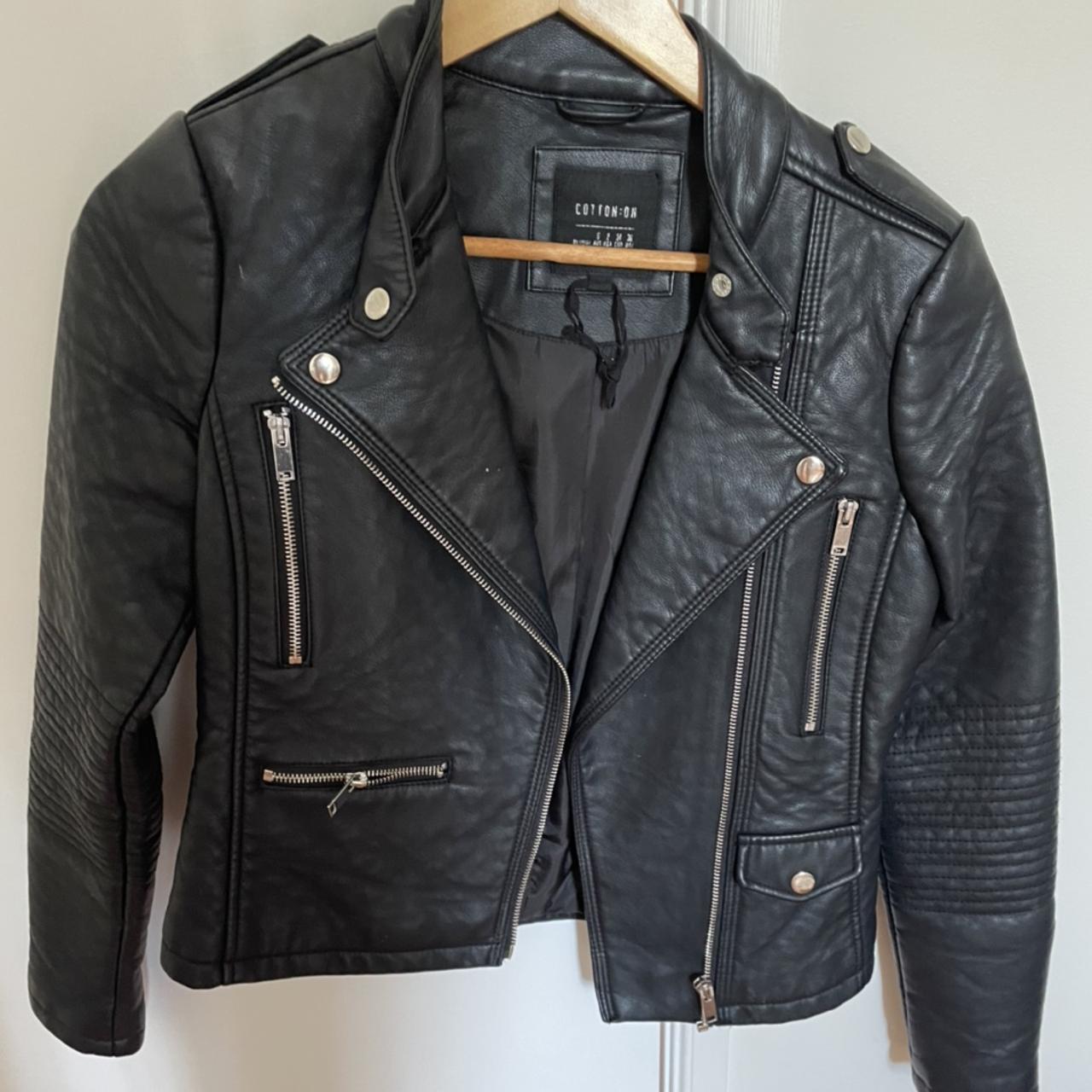 Cotton on leather jacket Depop