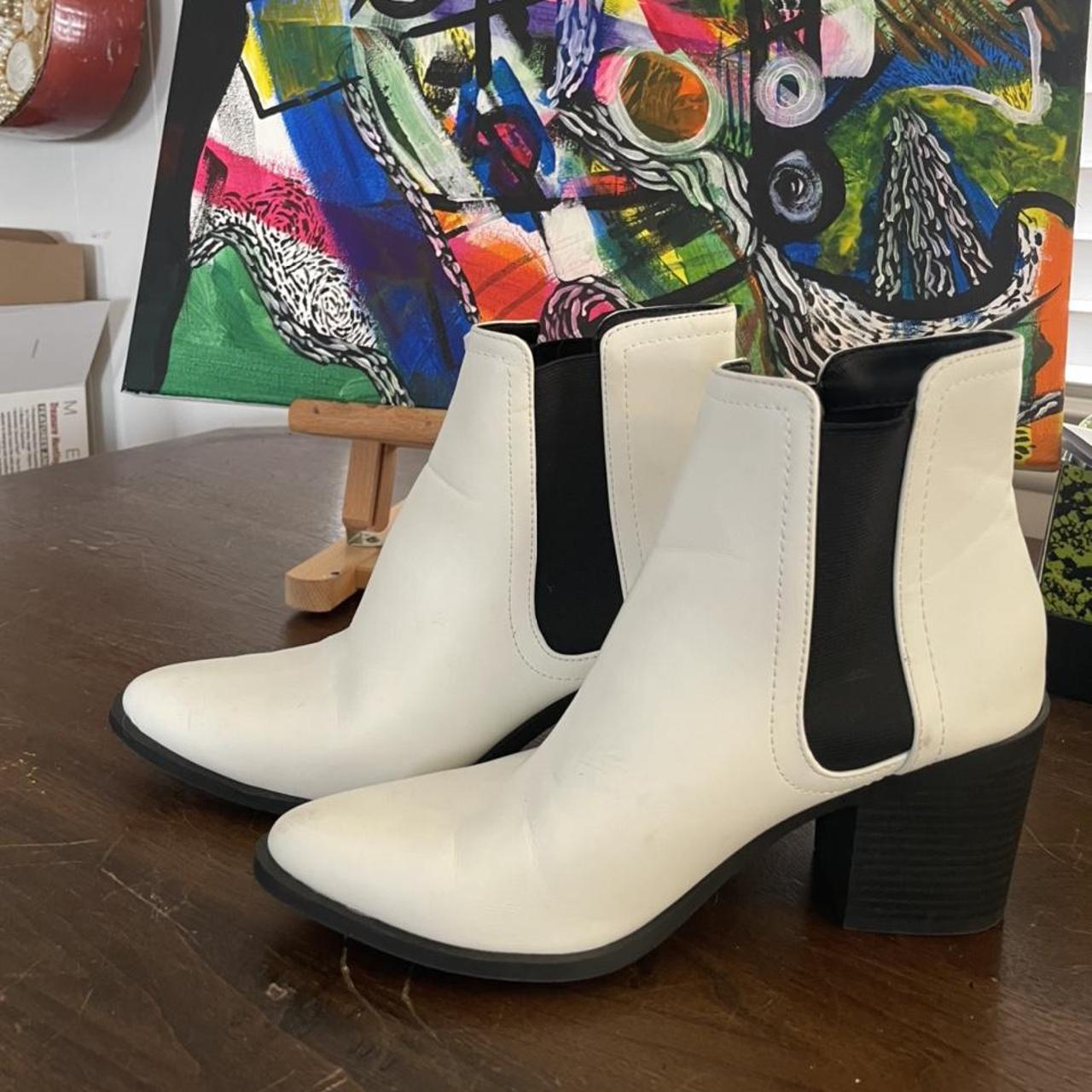 White Chelsea boots only worn once #chelseaboots... - Depop
