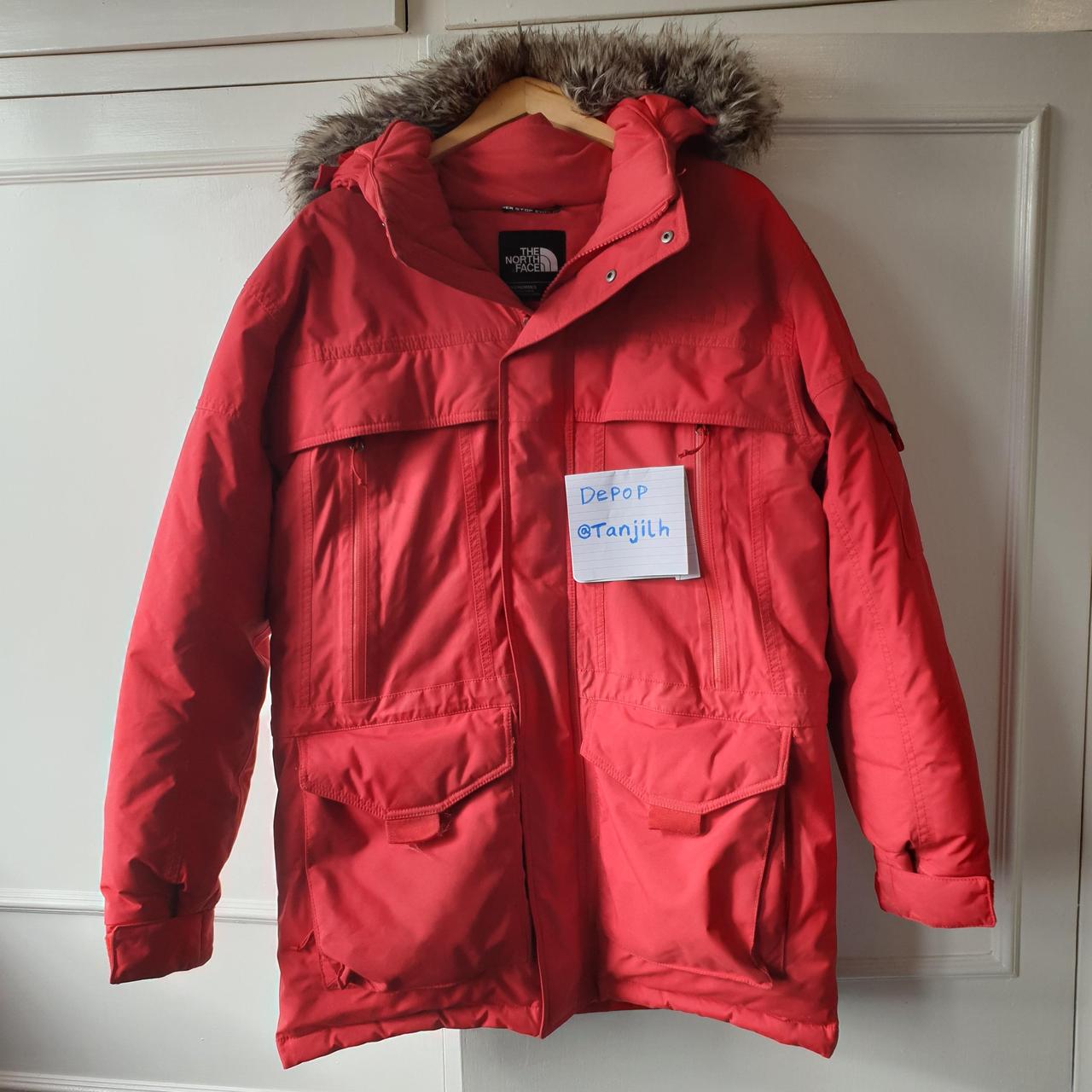 North Face Parka Red / Snowboarding Jacket , Fur... - Depop