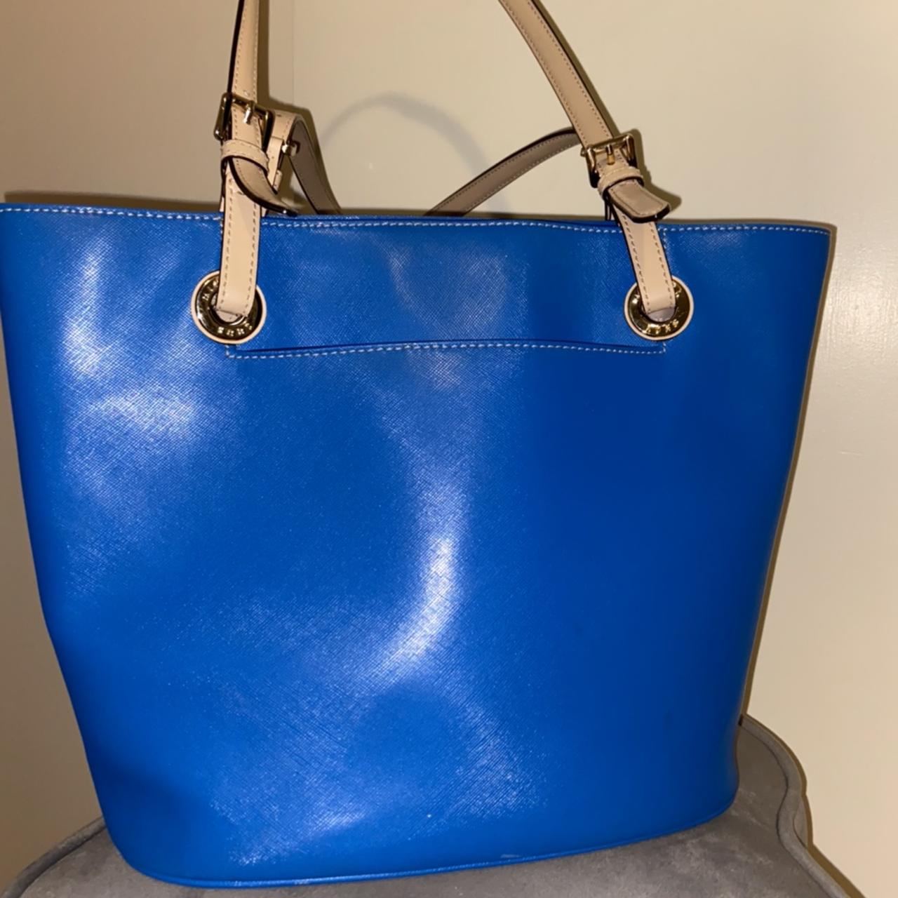 Michael Kors Women's Blue and Gold Bag | Depop