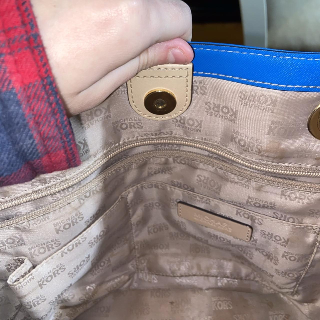 Royal Blue Michael Kors purse , Tan straps and