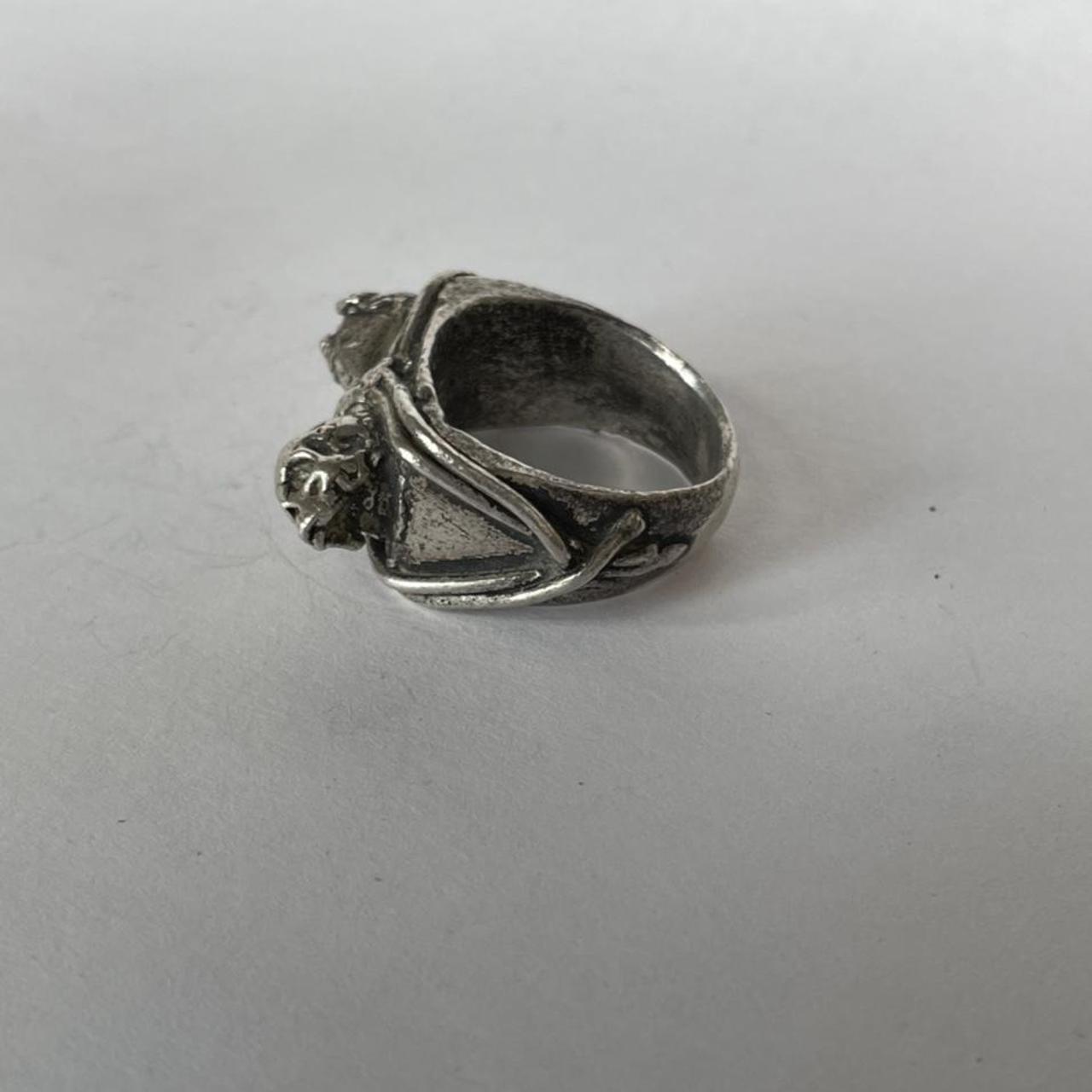 hand made sterling silver spider skull ring with... - Depop