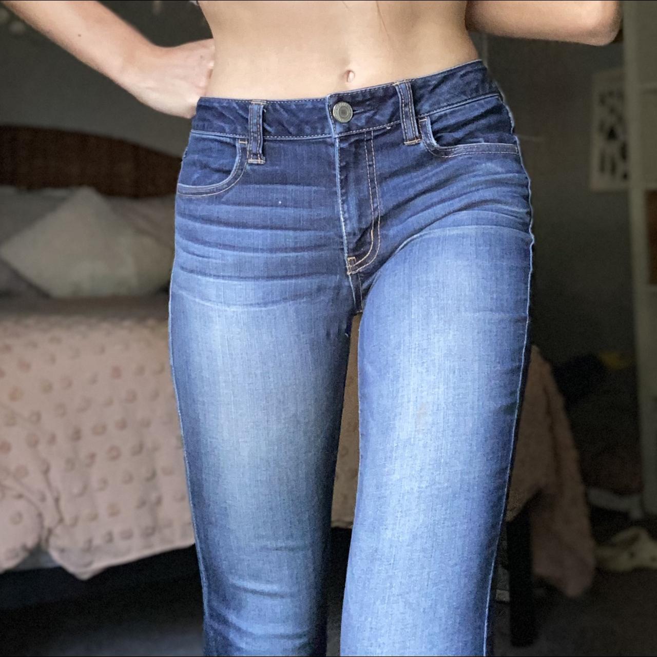 american eagle skinny jeans. medium wash - Depop