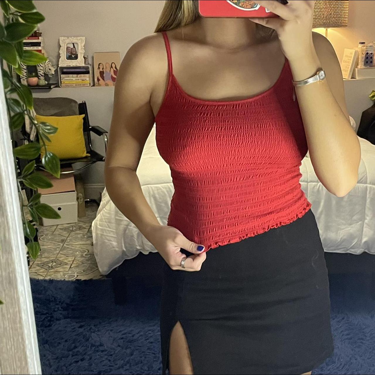 Brandy Melville red crop top. One size. Best fits - Depop