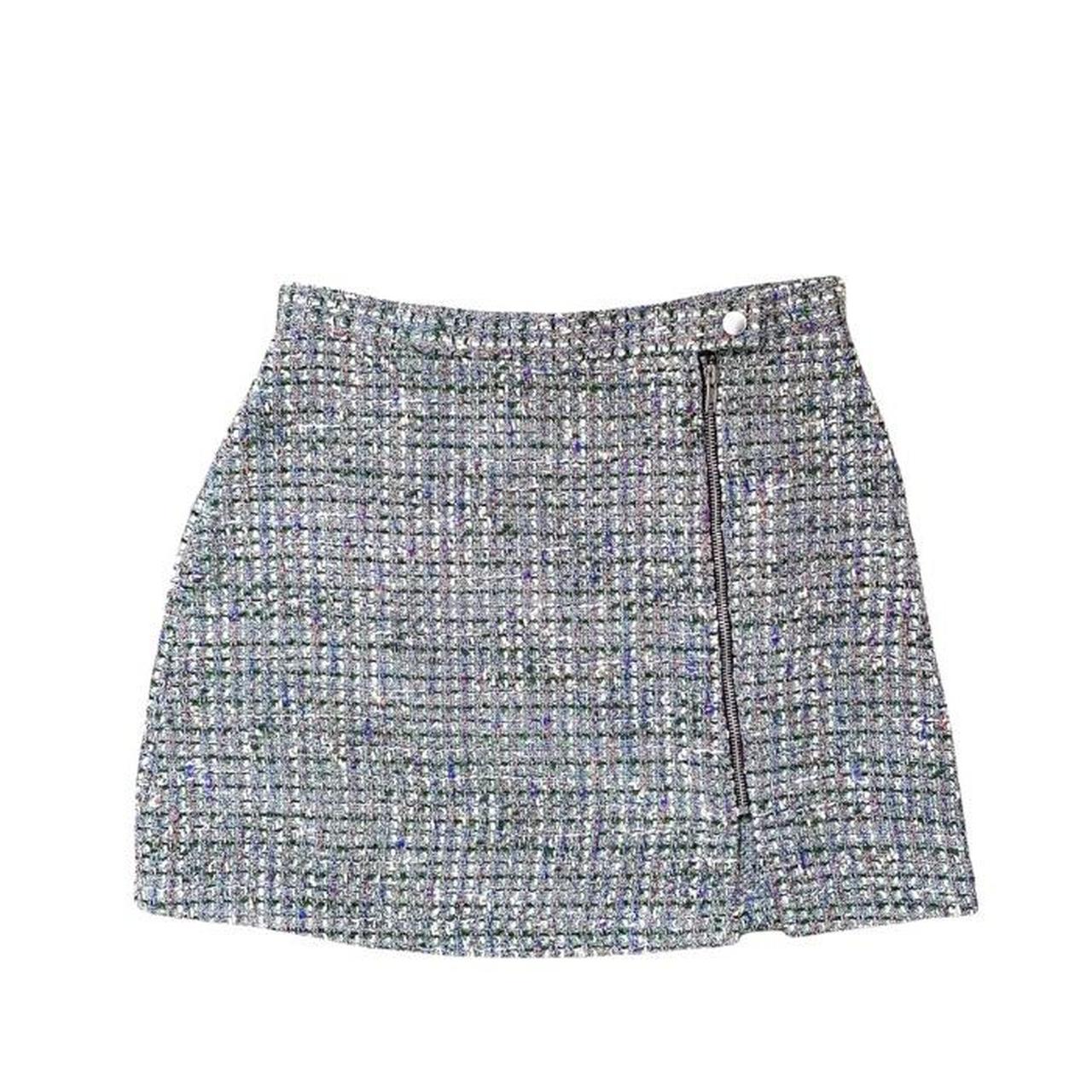 ASOS Design Boucle Mini Skirt with Asymmetric Zip.... - Depop