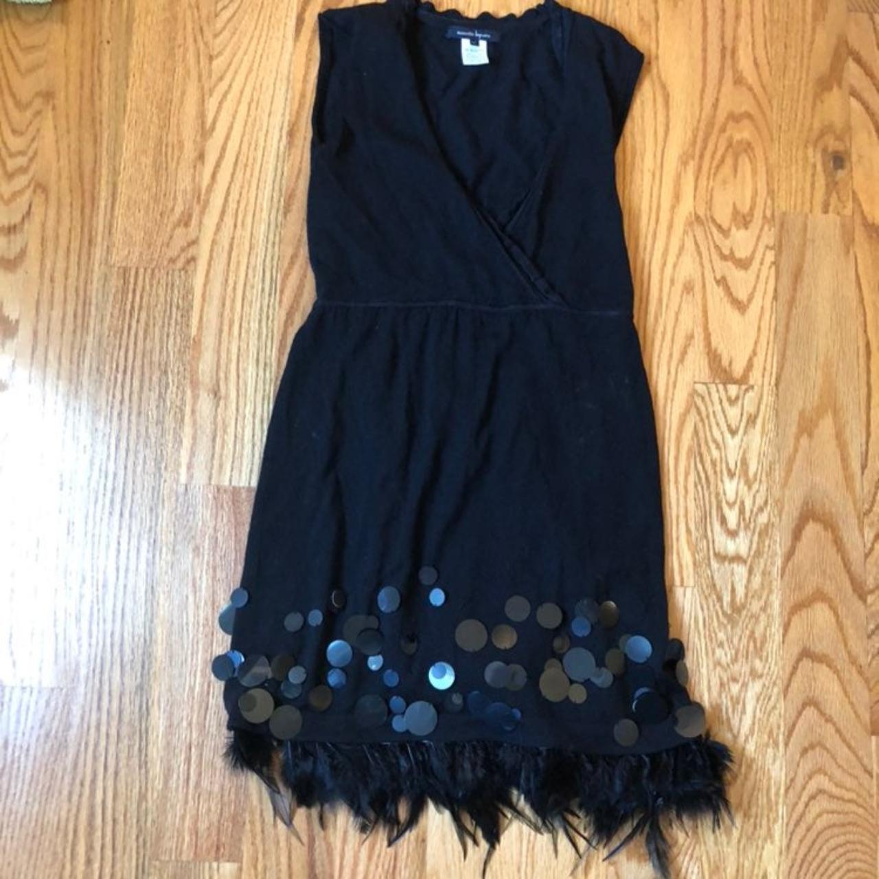 Nanette lepore black sequin feather dress size XS.... - Depop