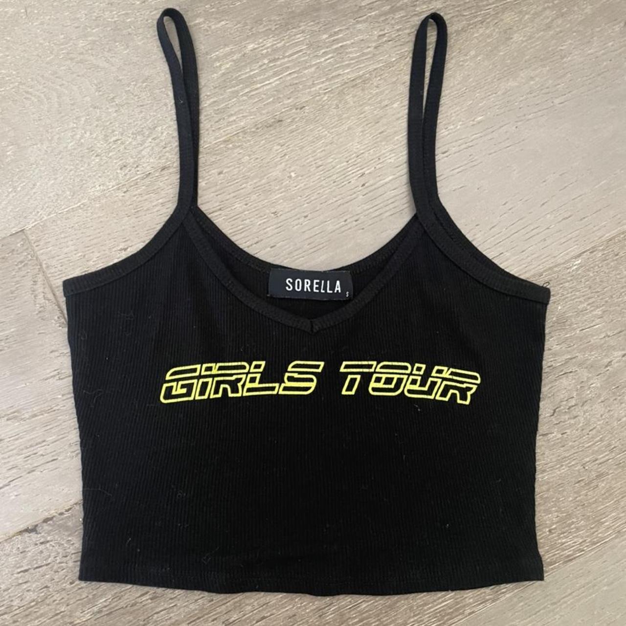 Girls Tour Women's Black and Yellow Crop-top