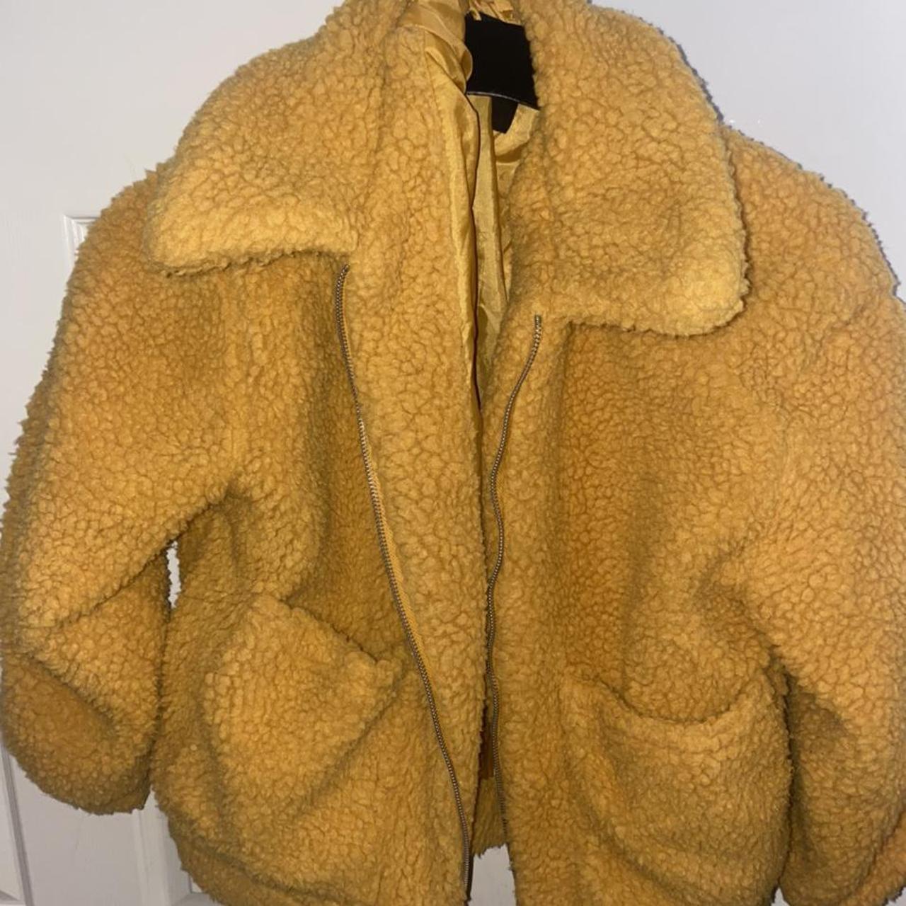 Mustard teddy fleece coat. Perfect for Winter!... Depop