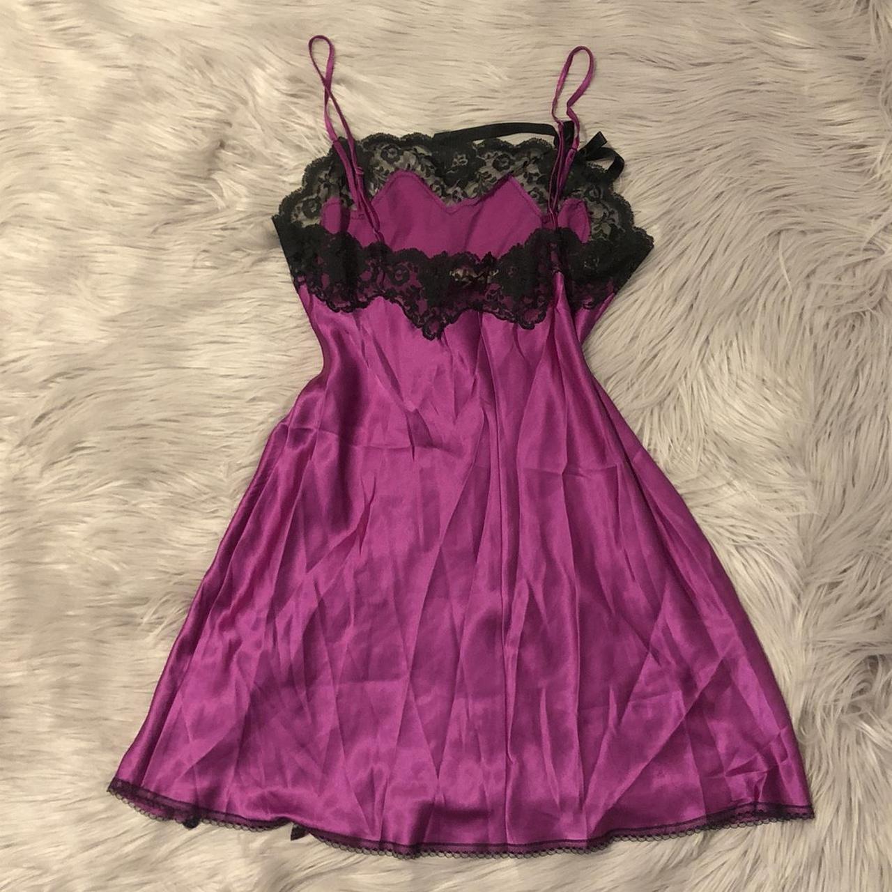 Victoria's Secret Women's Purple and Black Dress | Depop