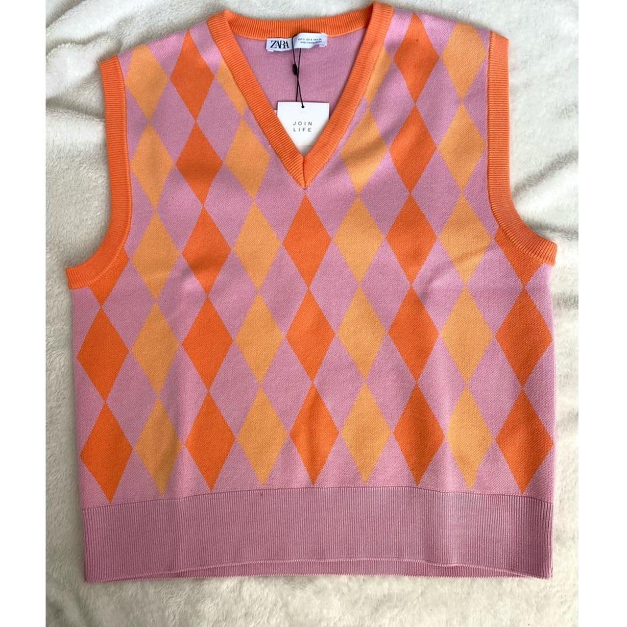 zara pink and orange sweater vest