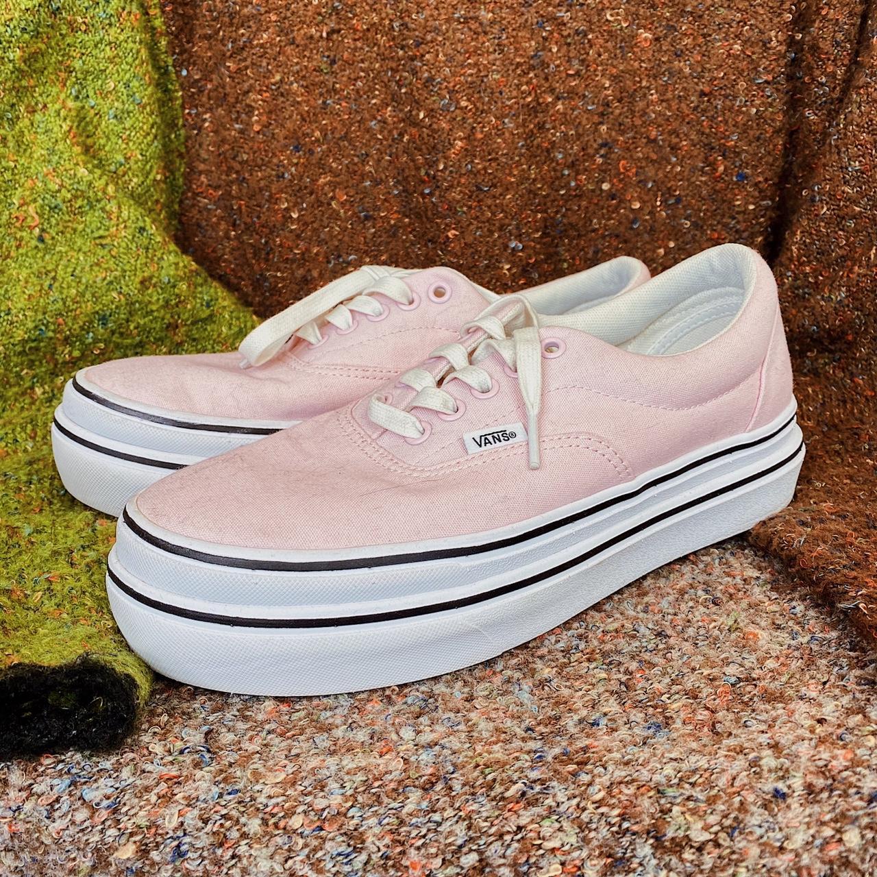 Vans Pink and White Platform ComfyCush Cute Sneakers... - Depop