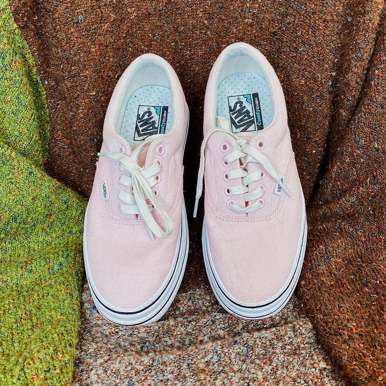 Vans Pink and White Platform ComfyCush Cute Sneakers... - Depop