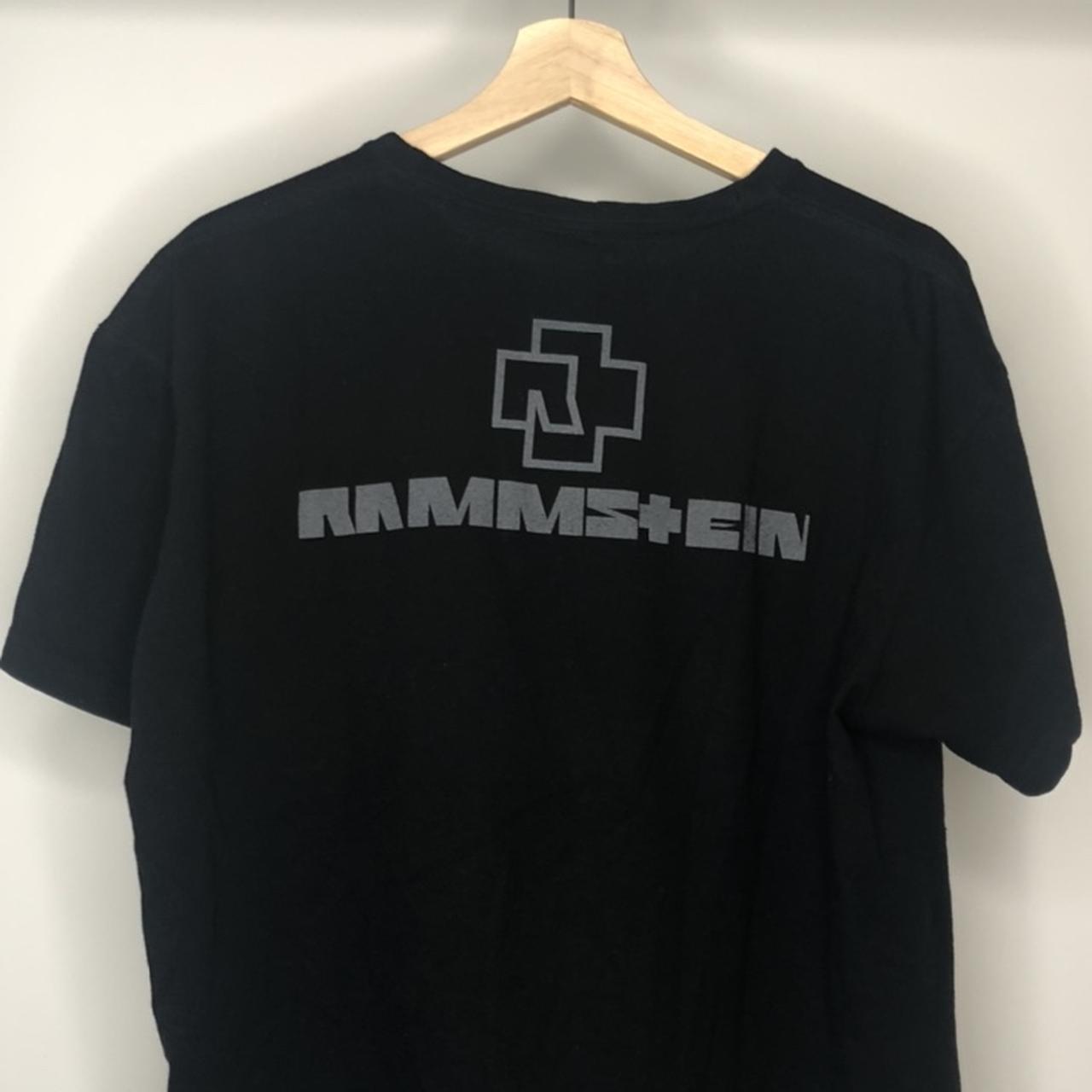 Vintage Rammstein bootleg band T-shirt with blue - Depop