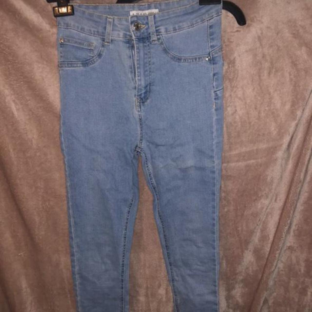 Primark blue skinny jeans. High waisted Size 8.... - Depop