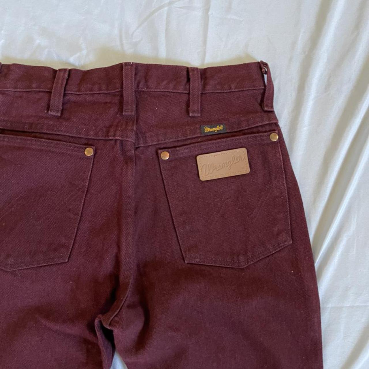 burgundy wrangler jeans