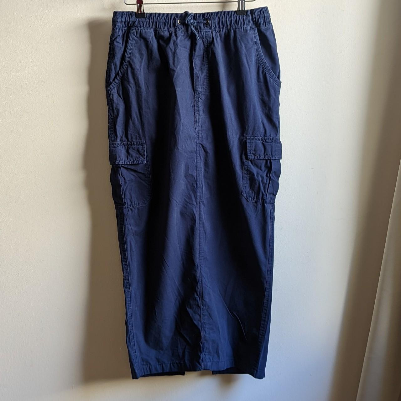 Reworked navy blue vintage cargo maxi skirt. Made... - Depop