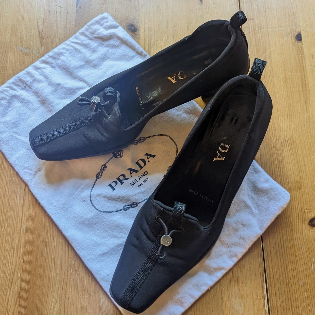 Black vintage (1999) archive Prada kitten heels.... - Depop