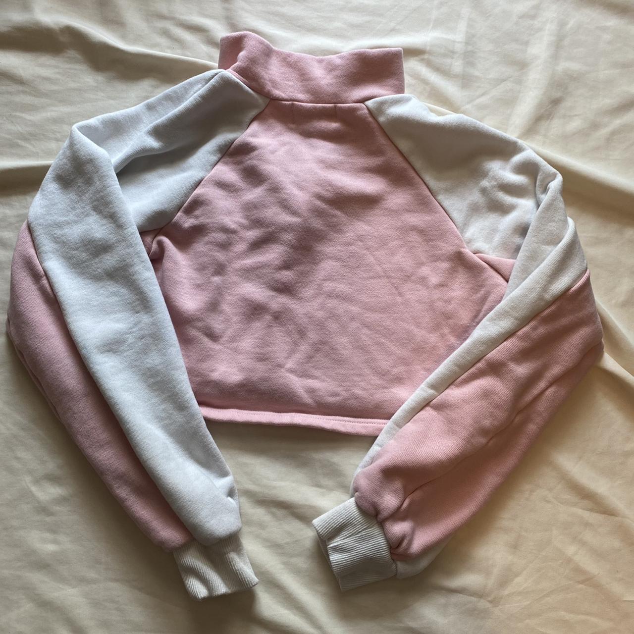 Tiger Mist Pink and White Crop Half Zip worn a few... Depop