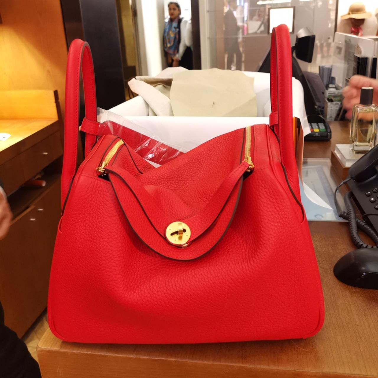 HERMES Rouge Tomate Clemence Lindy 30